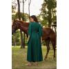 image:imageSCARLET DARKNESS Renaissance Dress Women Bell Sleeve Fairy Dresses Witch Costume Split Maxi Dress with PocketsTeal