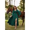 image:imageSCARLET DARKNESS Renaissance Dress Women Bell Sleeve Fairy Dresses Witch Costume Split Maxi Dress with PocketsTeal