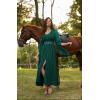 image:imageSCARLET DARKNESS Renaissance Dress Women Bell Sleeve Fairy Dresses Witch Costume Split Maxi Dress with PocketsTeal