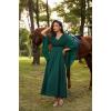 image:imageSCARLET DARKNESS Renaissance Dress Women Bell Sleeve Fairy Dresses Witch Costume Split Maxi Dress with PocketsTeal