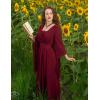 image:imageSCARLET DARKNESS Renaissance Dress Women Bell Sleeve Fairy Dresses Witch Costume Split Maxi Dress with PocketsWine