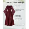 image:imageSCARLET DARKNESS Renaissance Dress Women Bell Sleeve Fairy Dresses Witch Costume Split Maxi Dress with PocketsWine