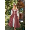 image:imageSCARLET DARKNESS Womens Renaissance Costume Medieval Lace Up Corset Dress Puff Sleeve Peasant DressDusty Pink