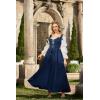 image:imageSCARLET DARKNESS Womens Renaissance Costume Medieval Lace Up Corset Dress Puff Sleeve Peasant DressNavy Blue