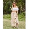 image:imageScarlet Darkness Boho Maxi Skirts for Women 2026 Summer Tiered Flowy Skirt Renaissance Long Skirts with PocketsApricot