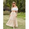 image:imageScarlet Darkness Boho Maxi Skirts for Women 2026 Summer Tiered Flowy Skirt Renaissance Long Skirts with PocketsApricot