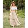 image:imageScarlet Darkness Boho Maxi Skirts for Women 2026 Summer Tiered Flowy Skirt Renaissance Long Skirts with PocketsApricot