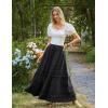 image:imageScarlet Darkness Boho Maxi Skirts for Women 2026 Summer Tiered Flowy Skirt Renaissance Long Skirts with PocketsBlack