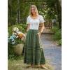 image:imageScarlet Darkness Boho Maxi Skirts for Women 2026 Summer Tiered Flowy Skirt Renaissance Long Skirts with PocketsDark Green