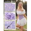 image:imageScarlet Darkness Corset Belt for Women Underbust Satin Waist Training Cincher CorsetLavender Jacquard