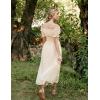 image:imageScarlet Darkness Corset Dress for Women Off Shoulder Renaissance Costume Short Sleeve Milkmaid Dresses with PocketsBeige