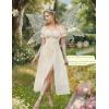 image:imageScarlet Darkness Corset Dress for Women Off Shoulder Renaissance Costume Short Sleeve Milkmaid Dresses with PocketsBeige