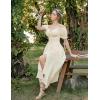 image:imageScarlet Darkness Corset Dress for Women Off Shoulder Renaissance Costume Short Sleeve Milkmaid Dresses with PocketsBeige