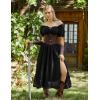 image:imageScarlet Darkness Corset Dress for Women Off Shoulder Renaissance Costume Short Sleeve Milkmaid Dresses with PocketsBlack