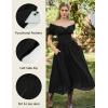 image:imageScarlet Darkness Corset Dress for Women Off Shoulder Renaissance Costume Short Sleeve Milkmaid Dresses with PocketsBlack