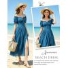 image:imageScarlet Darkness Corset Dress for Women Off Shoulder Renaissance Costume Short Sleeve Milkmaid Dresses with PocketsBlue