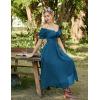 image:imageScarlet Darkness Corset Dress for Women Off Shoulder Renaissance Costume Short Sleeve Milkmaid Dresses with PocketsBlue