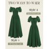 image:imageScarlet Darkness Corset Dress for Women Off Shoulder Renaissance Costume Short Sleeve Milkmaid Dresses with PocketsForest Green