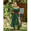 image:imageScarlet Darkness Corset Dress for Women Off Shoulder Renaissance Costume Short Sleeve Milkmaid Dresses with PocketsForest Green