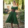 image:imageScarlet Darkness Corset Dress for Women Off Shoulder Renaissance Costume Short Sleeve Milkmaid Dresses with PocketsForest Green