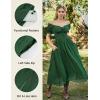 image:imageScarlet Darkness Corset Dress for Women Off Shoulder Renaissance Costume Short Sleeve Milkmaid Dresses with PocketsForest Green