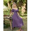 image:imageScarlet Darkness Corset Dress for Women Off Shoulder Renaissance Costume Short Sleeve Milkmaid Dresses with PocketsLight Purple