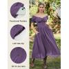 image:imageScarlet Darkness Corset Dress for Women Off Shoulder Renaissance Costume Short Sleeve Milkmaid Dresses with PocketsLight Purple