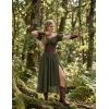 image:imageScarlet Darkness Corset Dress for Women Off Shoulder Renaissance Costume Short Sleeve Milkmaid Dresses with PocketsOlive Green