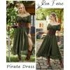 image:imageScarlet Darkness Corset Dress for Women Off Shoulder Renaissance Costume Short Sleeve Milkmaid Dresses with PocketsOlive Green