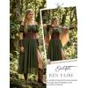image:imageScarlet Darkness Corset Dress for Women Off Shoulder Renaissance Costume Short Sleeve Milkmaid Dresses with PocketsOlive Green