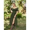 image:imageScarlet Darkness Corset Dress for Women Off Shoulder Renaissance Costume Short Sleeve Milkmaid Dresses with PocketsOlive Green