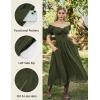 image:imageScarlet Darkness Corset Dress for Women Off Shoulder Renaissance Costume Short Sleeve Milkmaid Dresses with PocketsOlive Green