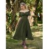 image:imageScarlet Darkness Corset Dress for Women Off Shoulder Renaissance Costume Short Sleeve Milkmaid Dresses with PocketsOlive Green