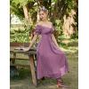 image:imageScarlet Darkness Corset Dress for Women Off Shoulder Renaissance Costume Short Sleeve Milkmaid Dresses with PocketsPink Purple