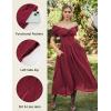 image:imageScarlet Darkness Corset Dress for Women Off Shoulder Renaissance Costume Short Sleeve Milkmaid Dresses with PocketsWine Red
