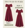 image:imageScarlet Darkness Corset Dress for Women Off Shoulder Renaissance Costume Short Sleeve Milkmaid Dresses with PocketsWine Red