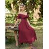 image:imageScarlet Darkness Corset Dress for Women Off Shoulder Renaissance Costume Short Sleeve Milkmaid Dresses with PocketsWine Red