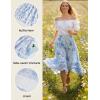 image:imageScarlet Darkness Maxi Skirts for Women Floral Chiffon Elastic High Waist Flowy Ruffle Long Skirt with PoketsBlue Floral