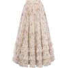 image:imageScarlet Darkness Maxi Skirts for Women Floral Chiffon Elastic High Waist Flowy Ruffle Long Skirt with PoketsBrown Floral