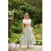 image:imageScarlet Darkness Maxi Skirts for Women Floral Chiffon Elastic High Waist Flowy Ruffle Long Skirt with PoketsGreen Floral