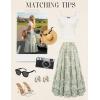 image:imageScarlet Darkness Maxi Skirts for Women Floral Chiffon Elastic High Waist Flowy Ruffle Long Skirt with PoketsGreen Floral