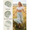 image:imageScarlet Darkness Maxi Skirts for Women Floral Chiffon Elastic High Waist Flowy Ruffle Long Skirt with PoketsGreen Floral