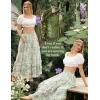image:imageScarlet Darkness Maxi Skirts for Women Floral Chiffon Elastic High Waist Flowy Ruffle Long Skirt with PoketsGreen Floral