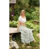 image:imageScarlet Darkness Maxi Skirts for Women Floral Chiffon Elastic High Waist Flowy Ruffle Long Skirt with PoketsGreen Floral