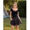 image:imageScarlet Darkness Mini Skirts for Women Summer Floral Skorts Tiered Ruffle Shorts Skater Boho Skirt with PocketsBlack
