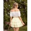 image:imageScarlet Darkness Mini Skirts for Women Summer Floral Skorts Tiered Ruffle Shorts Skater Boho Skirt with PocketsYellow