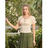 image:imageScarlet Darkness Peasant Blouse for Women Off Shoulder Puff Sleeve Smocked Waist Summer TopsBeige