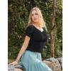 image:imageScarlet Darkness Peasant Blouse for Women Off Shoulder Puff Sleeve Smocked Waist Summer TopsBlack
