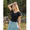 image:imageScarlet Darkness Peasant Blouse for Women Off Shoulder Puff Sleeve Smocked Waist Summer TopsBlack