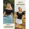 image:imageScarlet Darkness Peasant Blouse for Women Off Shoulder Puff Sleeve Smocked Waist Summer TopsBlack